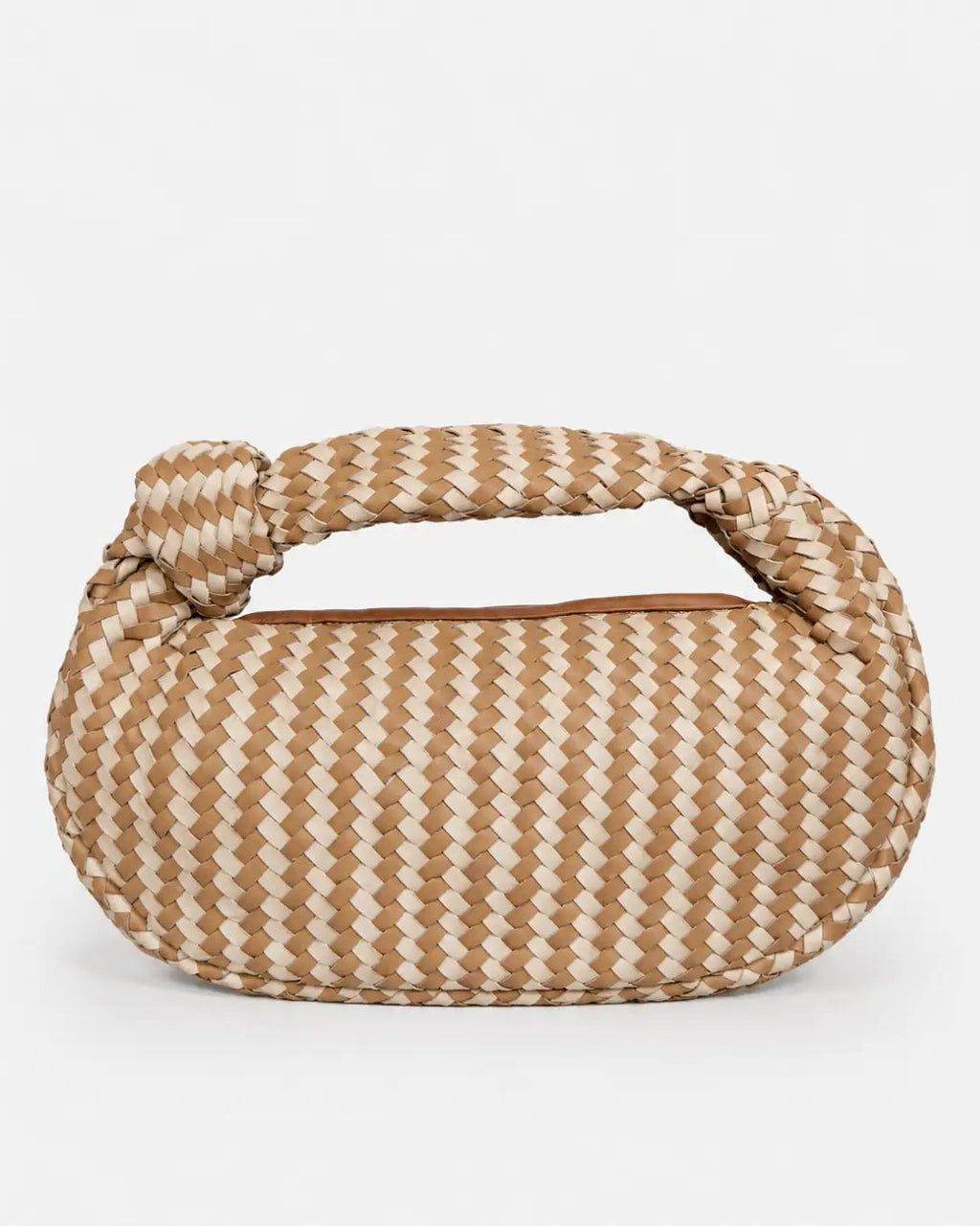 Signature Weave Leather Bag - Coffee & Dark Brown