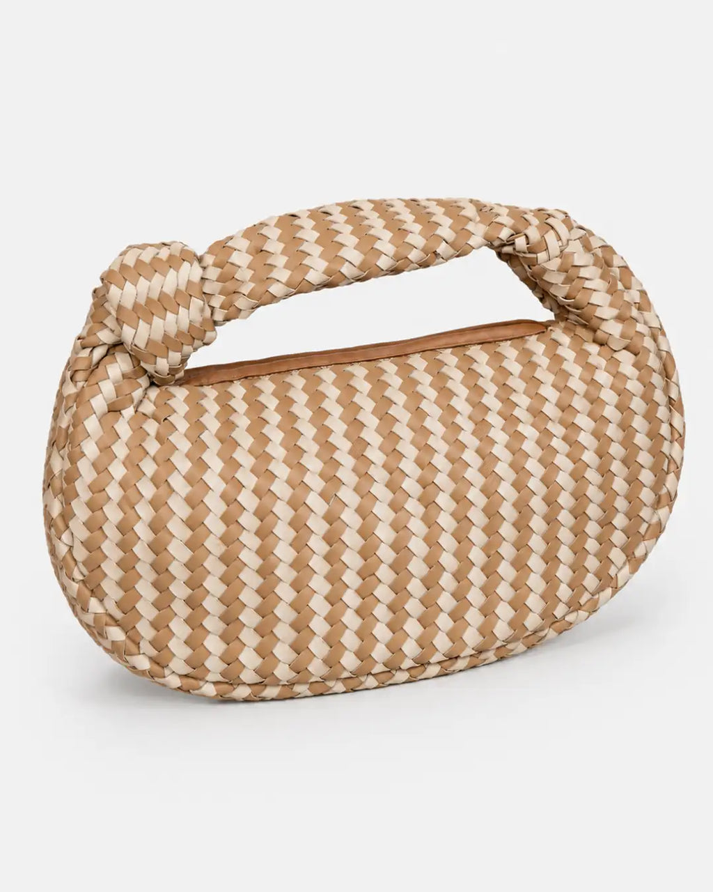 Signature Weave Leather Bag - Coffee & Dark Brown