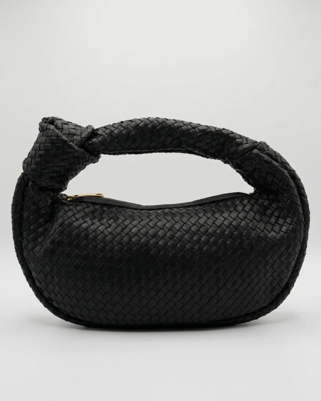 Signature Weave Leather Bag - Black