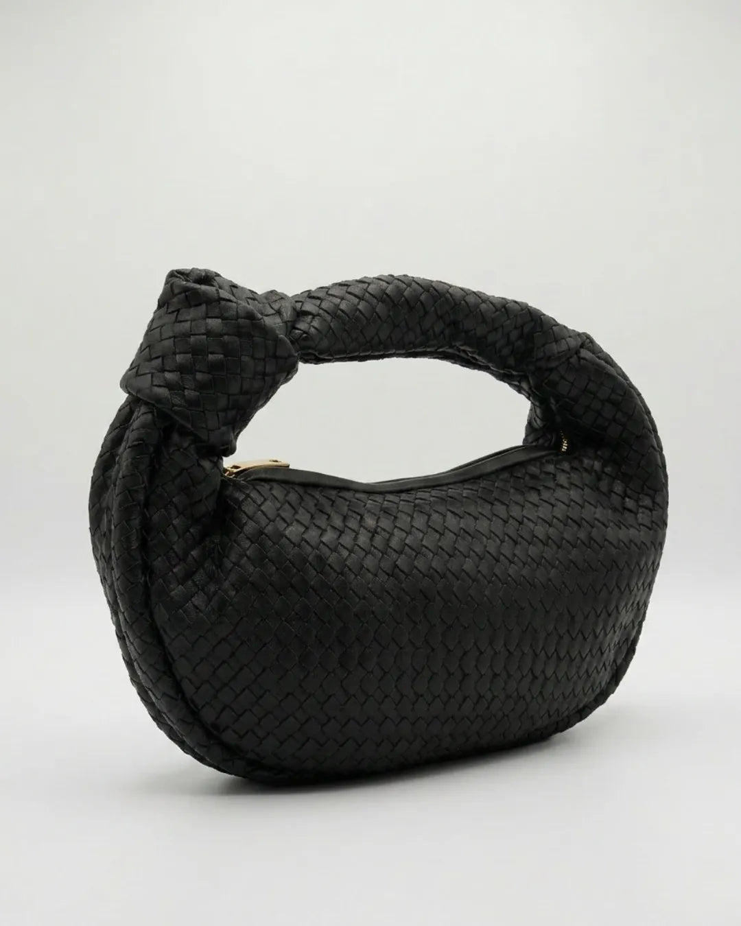 Signature Weave Leather Bag - Black