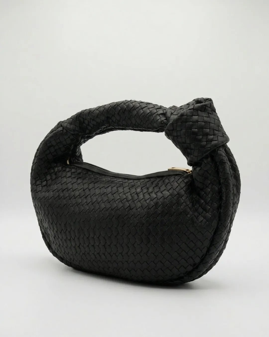 Signature Weave Leather Bag - Black