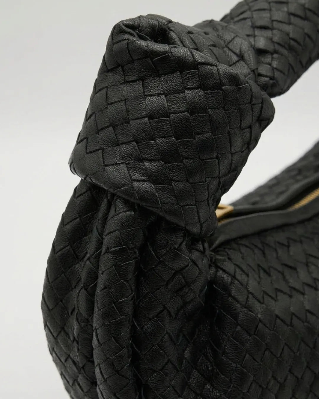 Signature Weave Leather Bag - Black