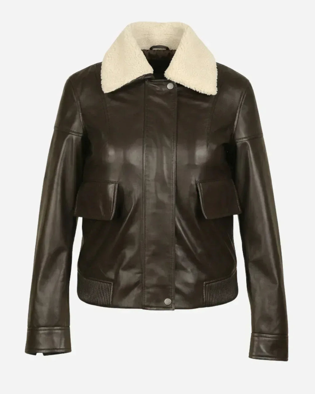 Women’s Brown Urban Shearling Collar Jacket – Glacier Leather