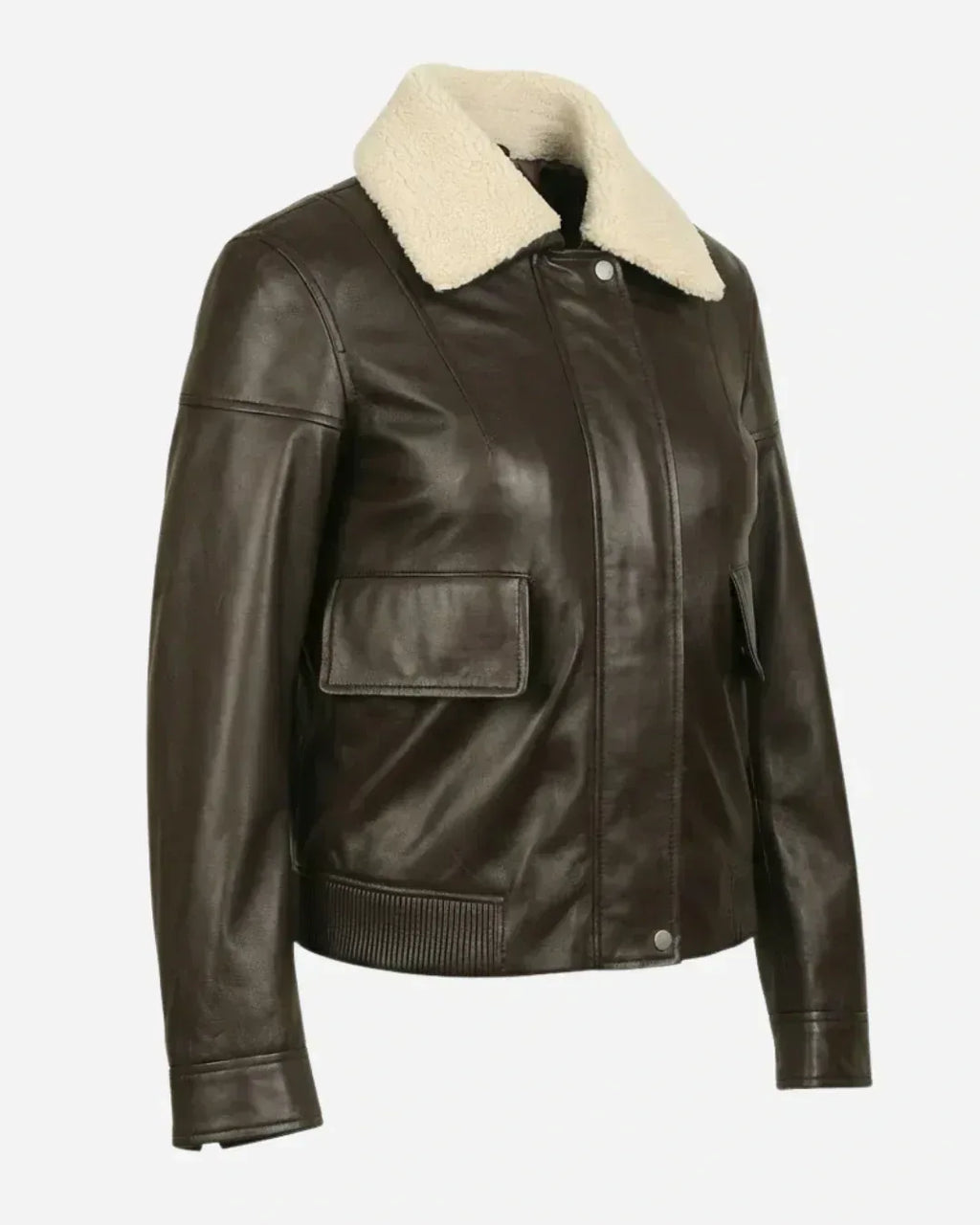Women’s Brown Urban Shearling Collar Jacket – Glacier Leather