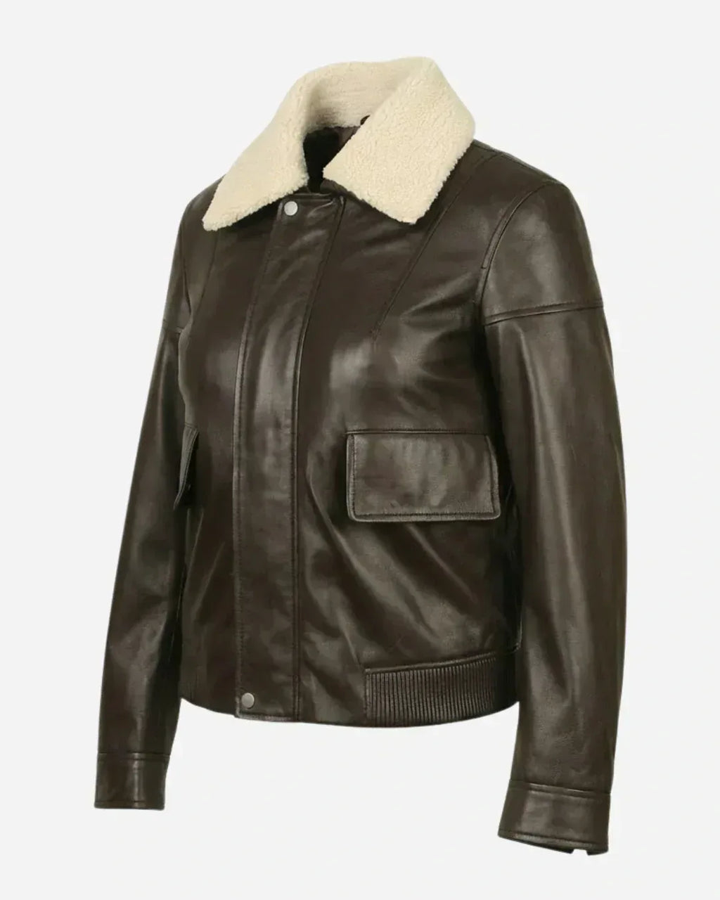 Women’s Brown Urban Shearling Collar Jacket – Glacier Leather