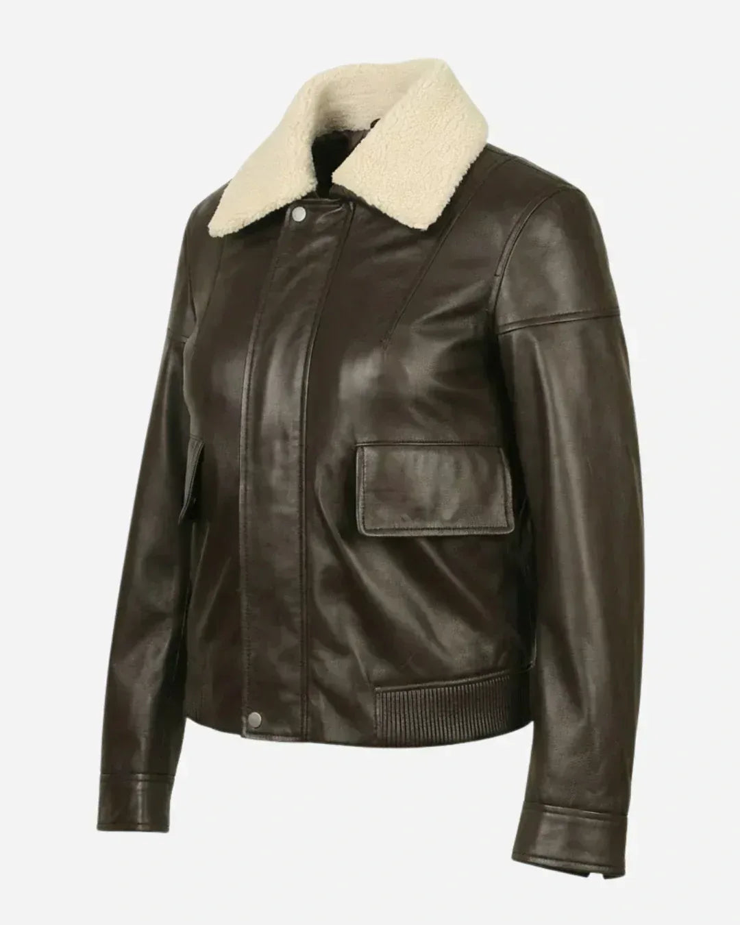 Women’s Brown Urban Shearling Collar Jacket – Glacier Leather