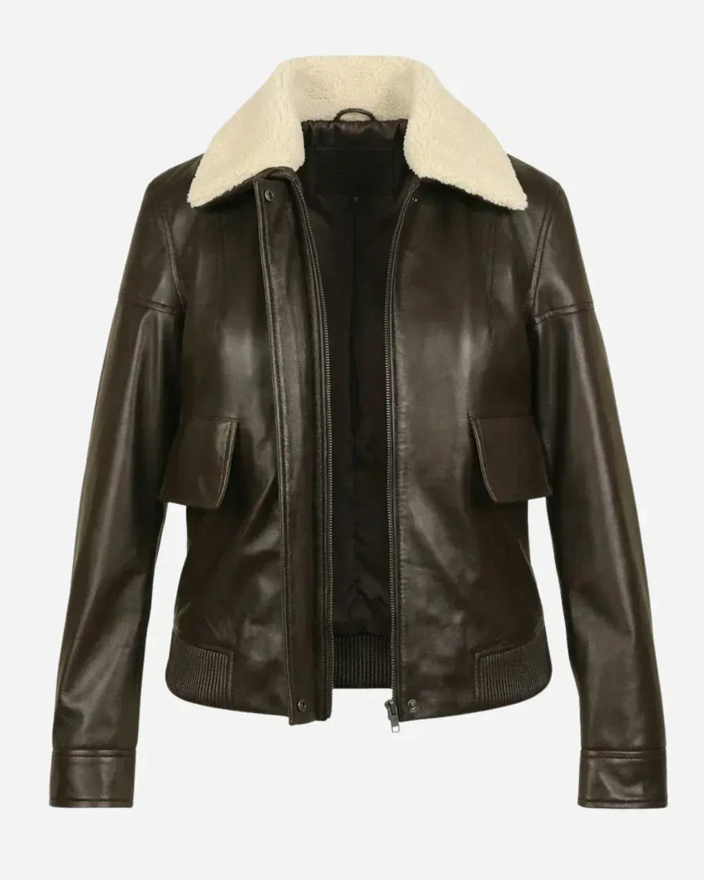 Women’s Brown Urban Shearling Collar Jacket – Glacier Leather