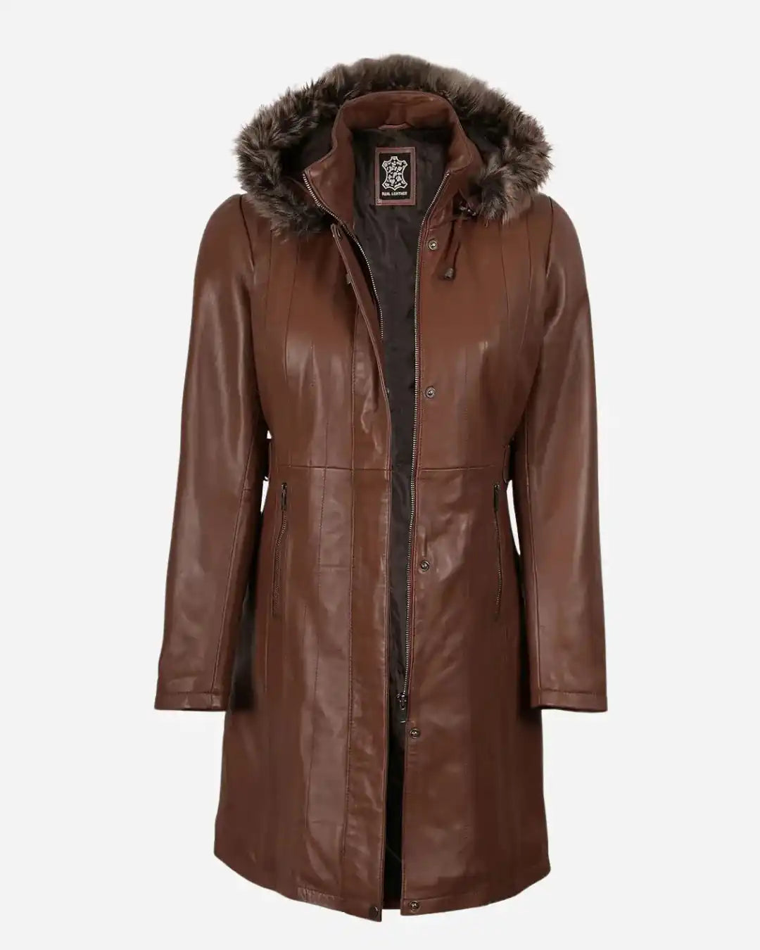 Women's Valencia Women Lambskin Brown Long Jacket