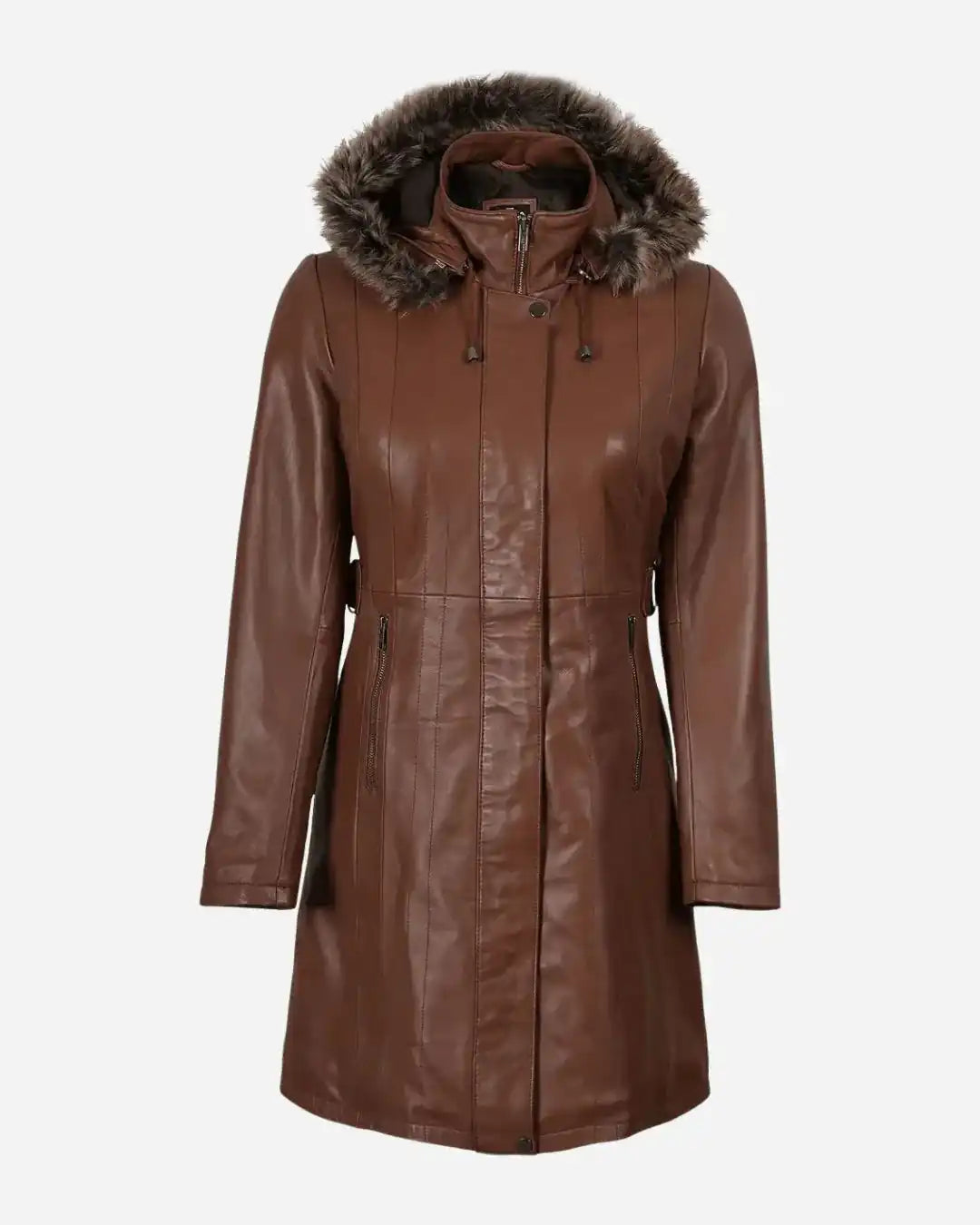 Women's Valencia Women Lambskin Brown Long Jacket