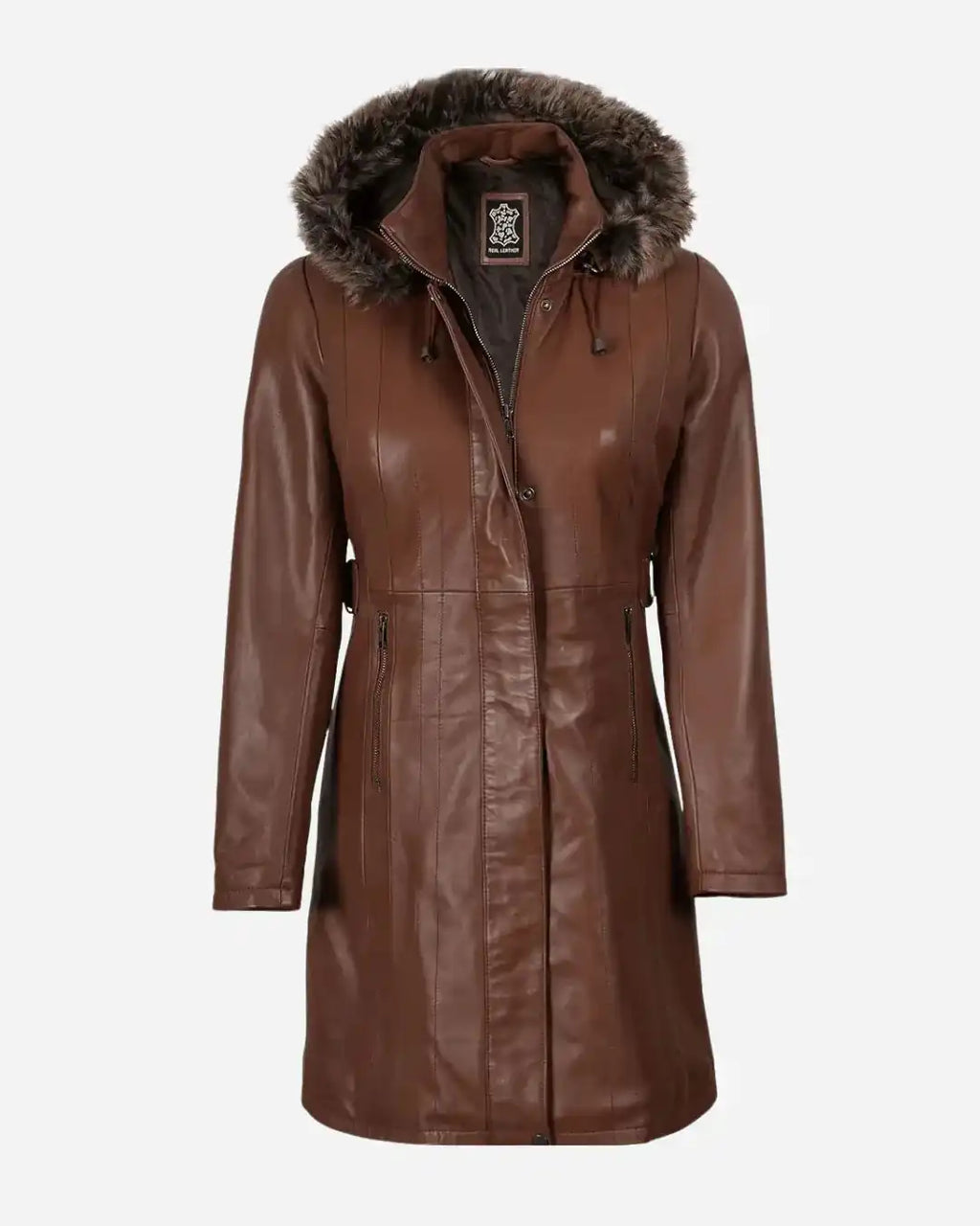 Women's Valencia Women Lambskin Brown Long Jacket