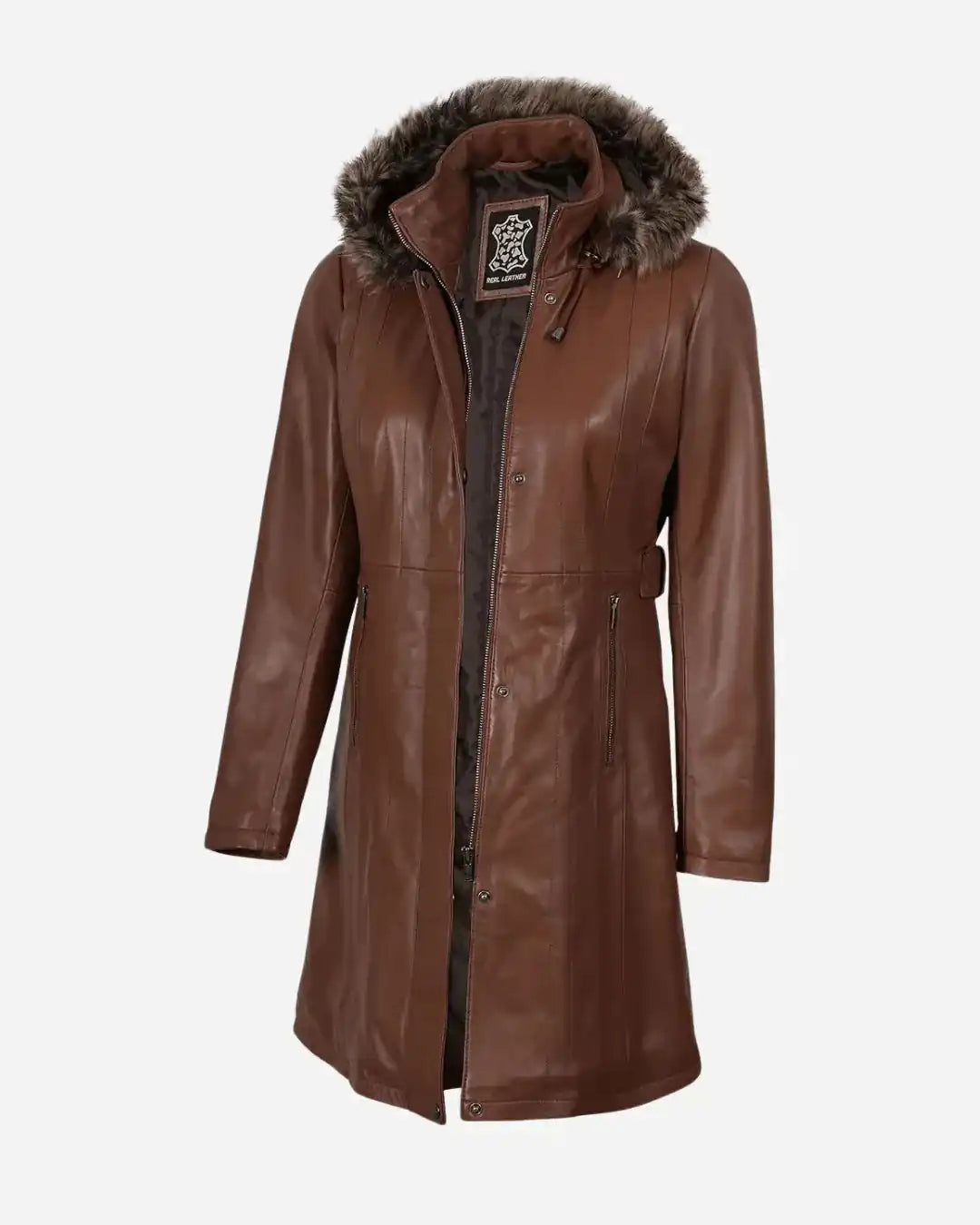 Women's Valencia Women Lambskin Brown Long Jacket