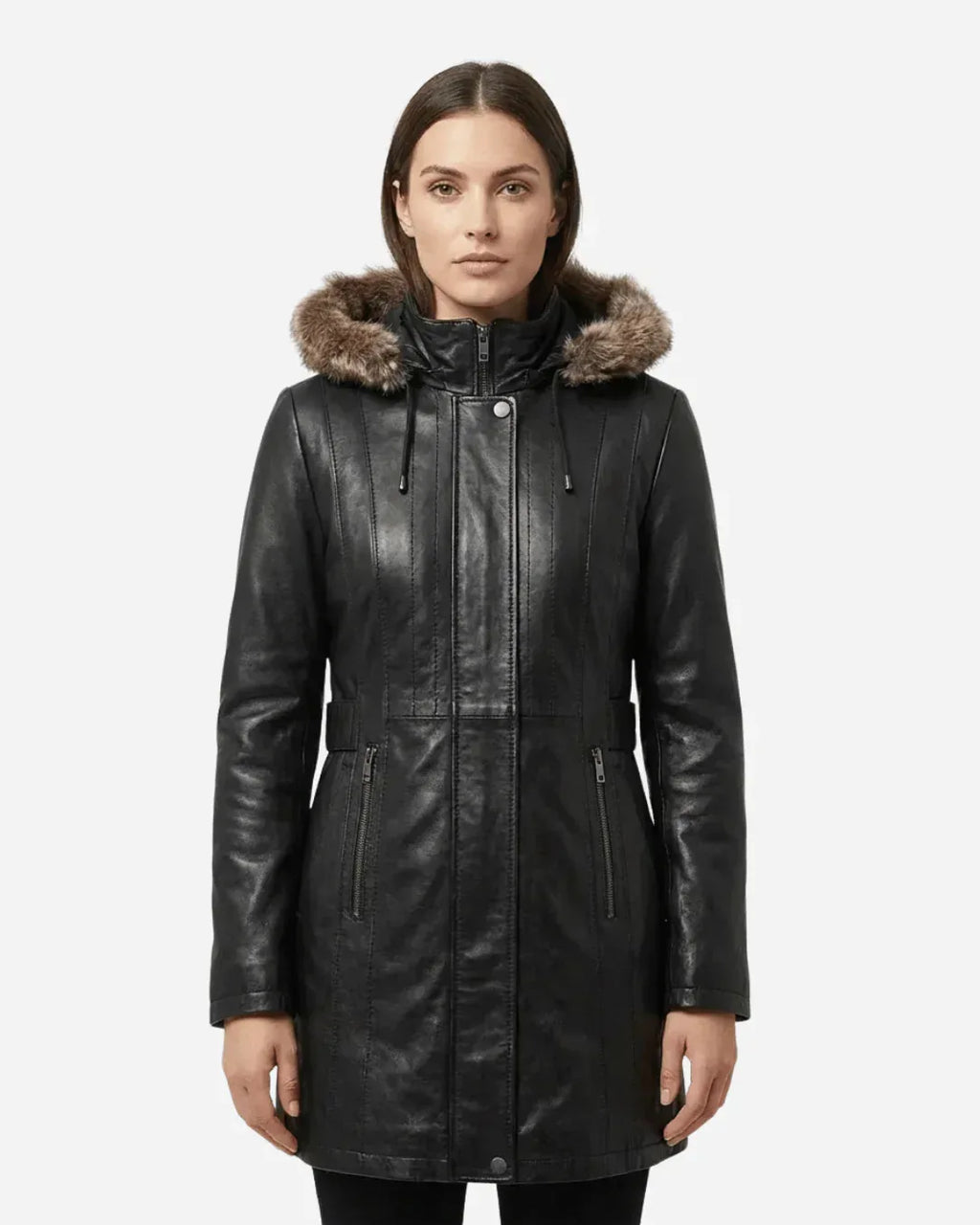 Women's Valencia Women Lambskin Black Long Jacket
