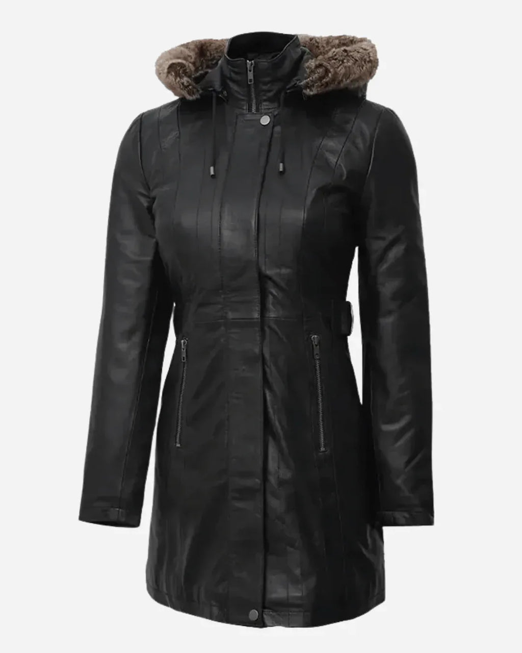 Women's Valencia Women Lambskin Black Long Jacket