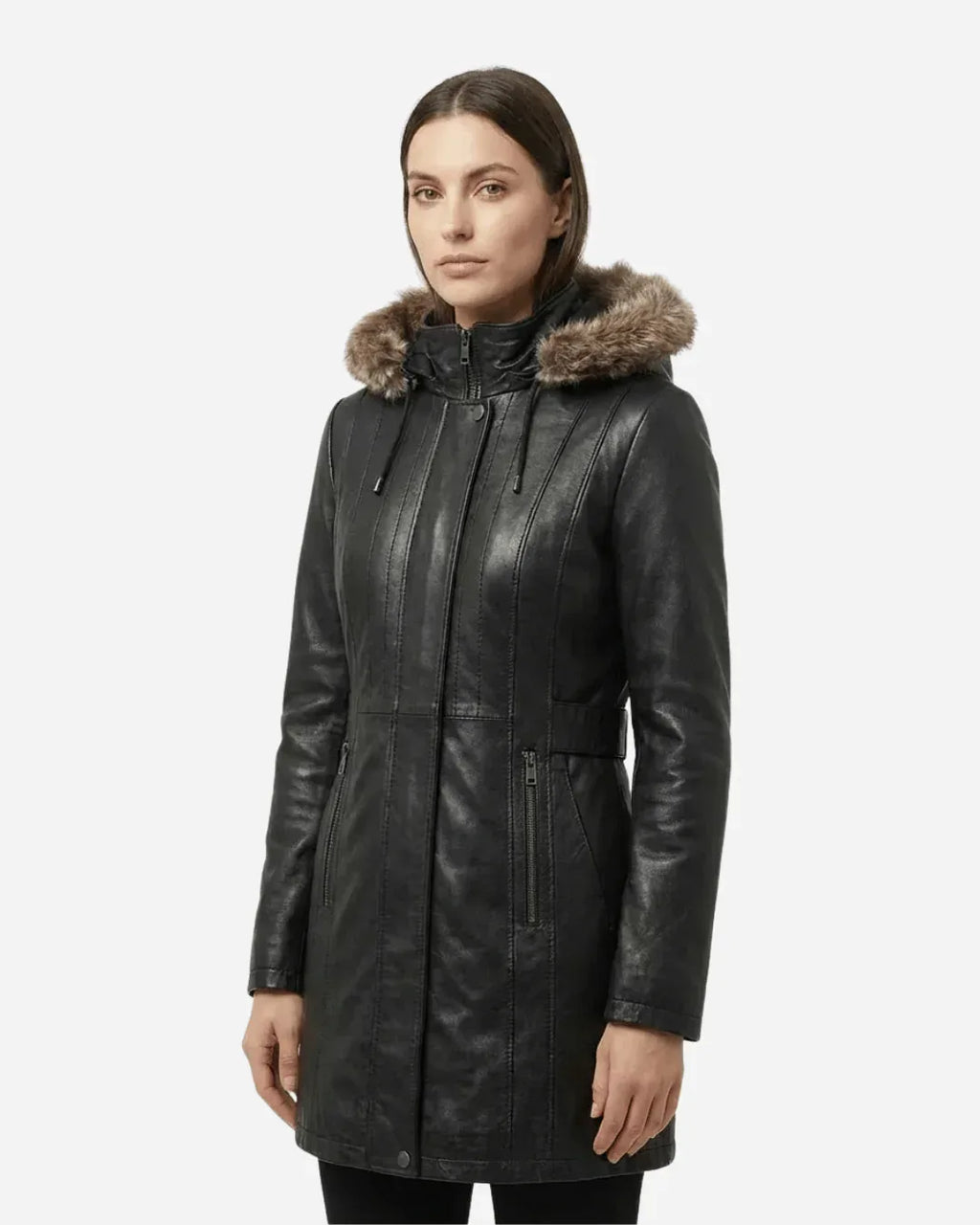 Women's Valencia Women Lambskin Black Long Jacket