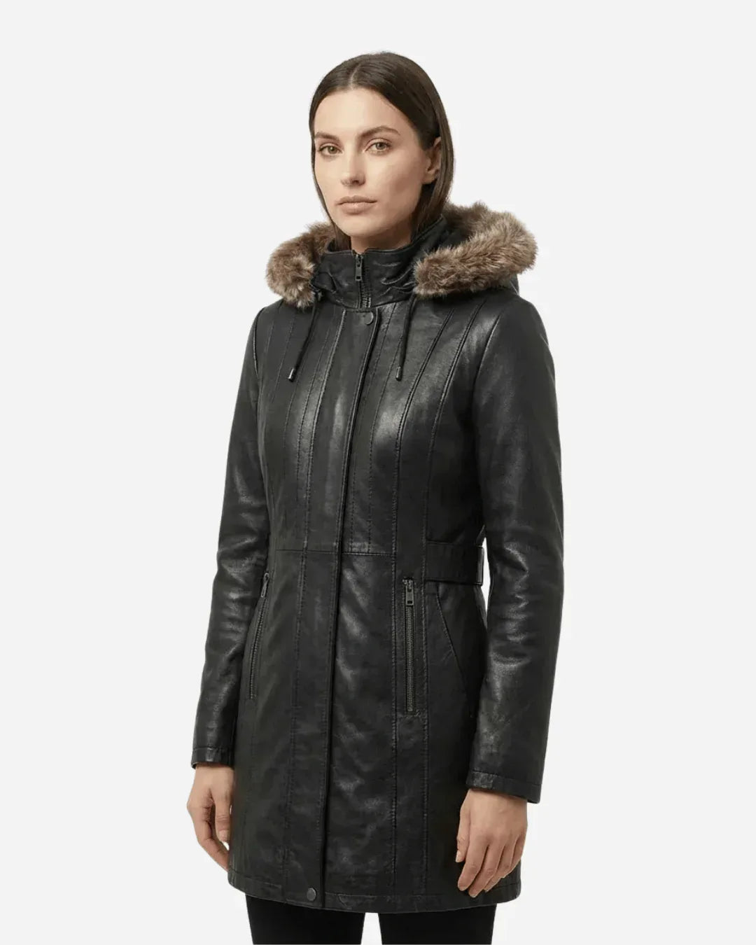 Women's Valencia Women Lambskin Black Long Jacket